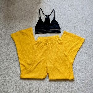 Black Bralette and Yellow Pants Set